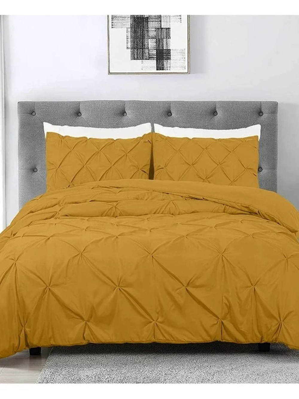 Mustard Pintuck oversized king 3 piece Comforter Set